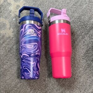 (Lot of 2) Stanley Pink and Swirled Purple IceFlow Flip Straw Tumbler 30 OZ